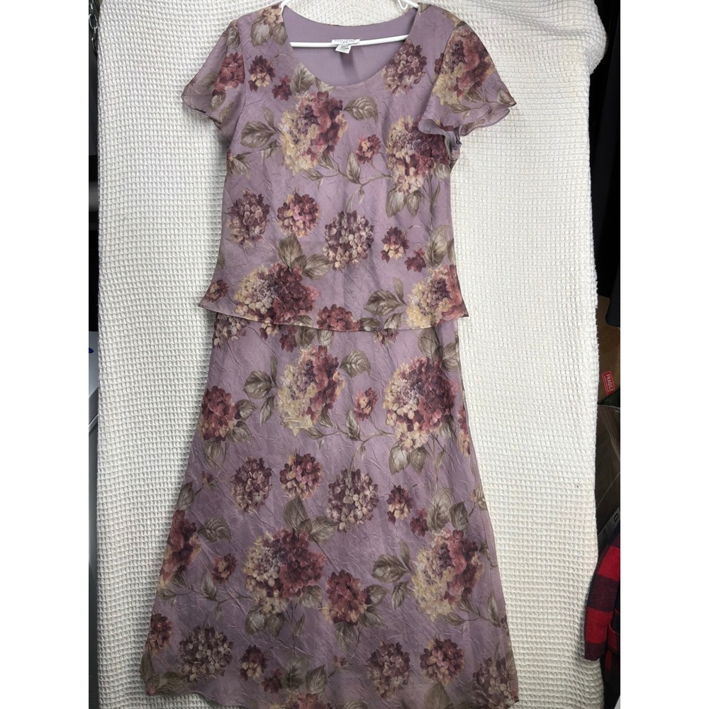 Cottagecore Womens Miss Dorby Floral 2 Piece Maxi Dress Set 16 Purple